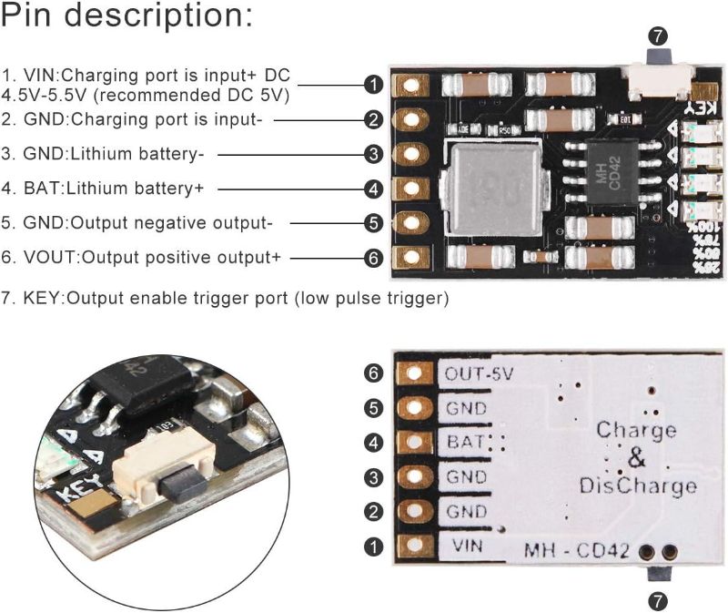 Photo 1 of Diitao 2A 5V Charge Discharge Integrated Module 3.7V/4.2V Protection PCB Board Module 