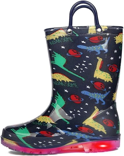 Photo 1 of K KomForme Kids Rain Boots, Waterproof Light up Boots with Easy-on Handles
size 3