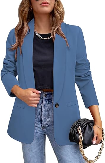 Photo 1 of Aoysky Women's Casual Blazers Long Sleeve Lapel Button Slim Work Office Blazer Jacket Suit
