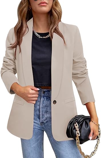Photo 1 of Aoysky Women's Casual Blazers Long Sleeve Lapel Button Slim Work Office Blazer Jacket Suit
