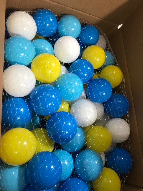 Photo 2 of Blue Ball Pit Balls 100 Count Plastic Play Balls for Ball Pit & Playpen,Non-Toxic BPA Free Pool Pit Balls for Toddlers Kids Birthday Party Decoration Tent Tunnels Pit Balls (2.2") 100 PACK Blue&yellow