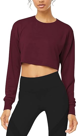 Photo 1 of Bestisun Long Sleeve Crop Top Cropped Sweatshirt for Women with Thumb Hole
SIZE M