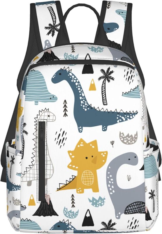 Photo 1 of 14.7 Inches Backpacks Cute Book Bag for Students Commuting, Dino Cartoon Style Dinosaur Funny Backpack Durable Travel Bags with Multiple Zipper Pockets Design Rucksack for Daily
