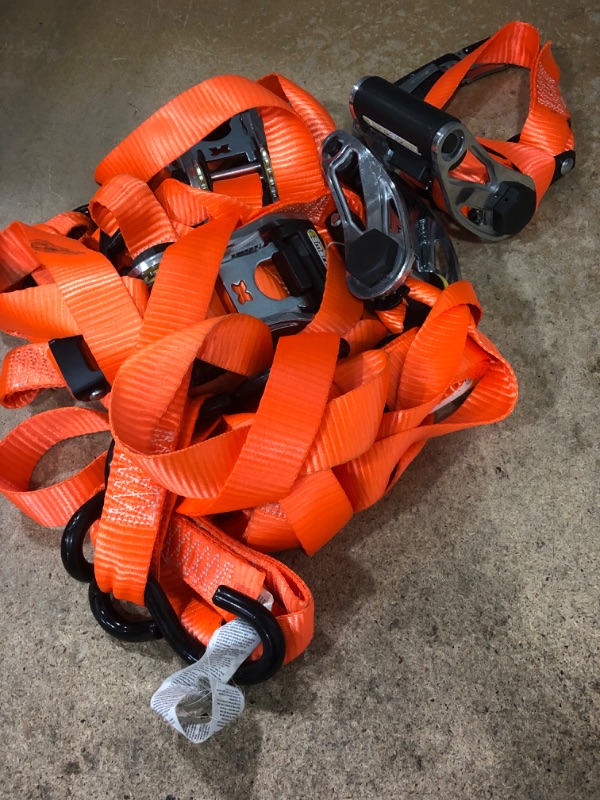 Photo 2 of WINSTON PROD SmartStraps 14’ Premium Ratchet Straps, 4 Pack – 3,000lbs Break Strength, 1,000lbs Safe Work Load – Haul Heavy-Duty Loads Such As Boats and Appliances 14' 3000 lb Orange 4 Pack