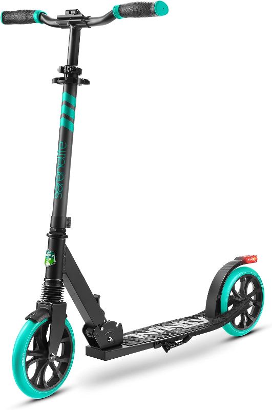 Photo 1 of 
SereneLife Foldable Kick Scooter - Stand Kick Scooter for Teens and Adults with Rubber Grip at Tip, Alloy Deck, Adjustable T-Bar Handlebar Height, Smooth...
Color:Aqua