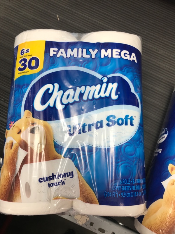 Photo 3 of 
Charmin Ultra Soft Cushiony Touch Toilet Paper, 6 Family Mega Rolls = 30 Regular Rolls (Prime Pantry)
Size:Mega