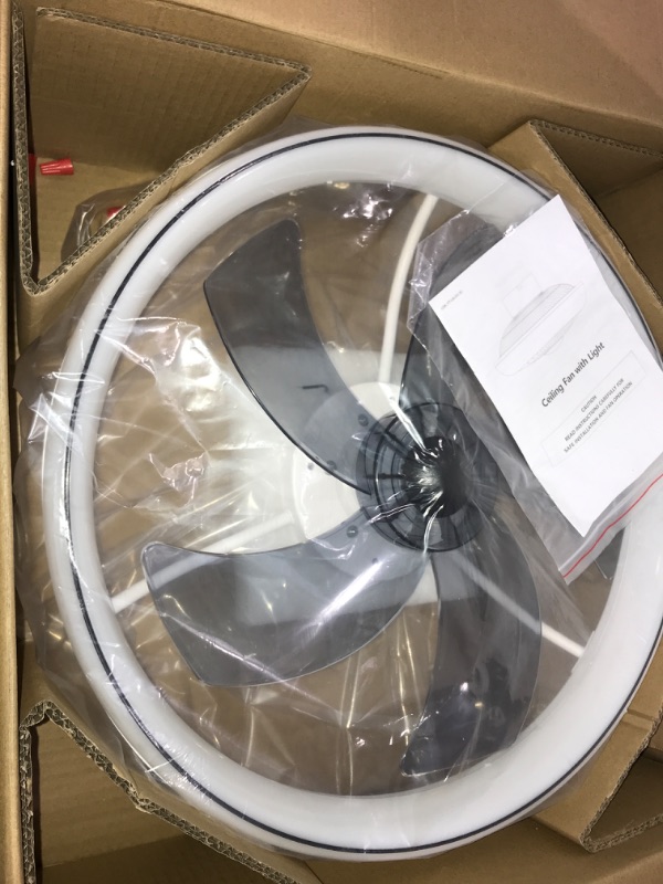 Photo 2 of ***Parts Only***LMiSQ Modern Ceiling Fans with Lights Reversible Fan with Remote 20in Smart Ceiling Fan Lighting Timing 6 Speeds Low Profile Ceiling Fan with Light Dimmable LED Fan Light 48W Flush Mount for Bedroom White