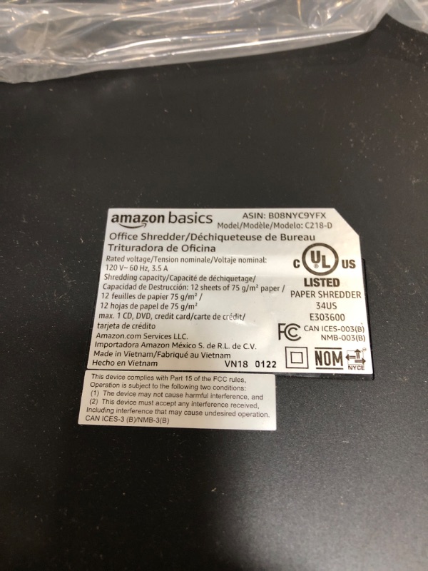 Photo 2 of Amazon Basics 12 Sheet Micro-Cut Paper,Credit Card and CD Shredder for Office/Home & Paper Shredder Sharpening & Lubricant Sheets - Pack of 24