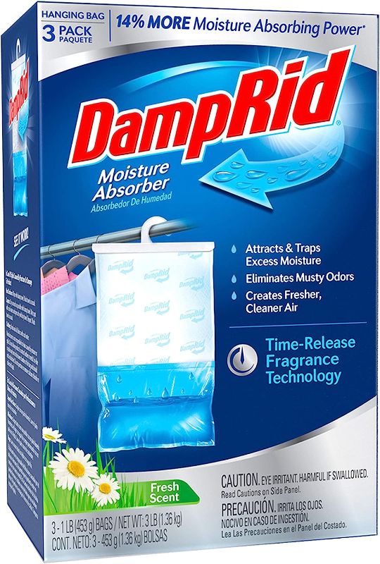 Photo 1 of DampRid Fresh Scent Hanging Moisture Absorber, 16 oz., 3 Pack - Eliminates Musty Odors for Fresher, Cleaner Air, Ideal for Closet, 14% More Moisture Absorbing Power*- Blue
