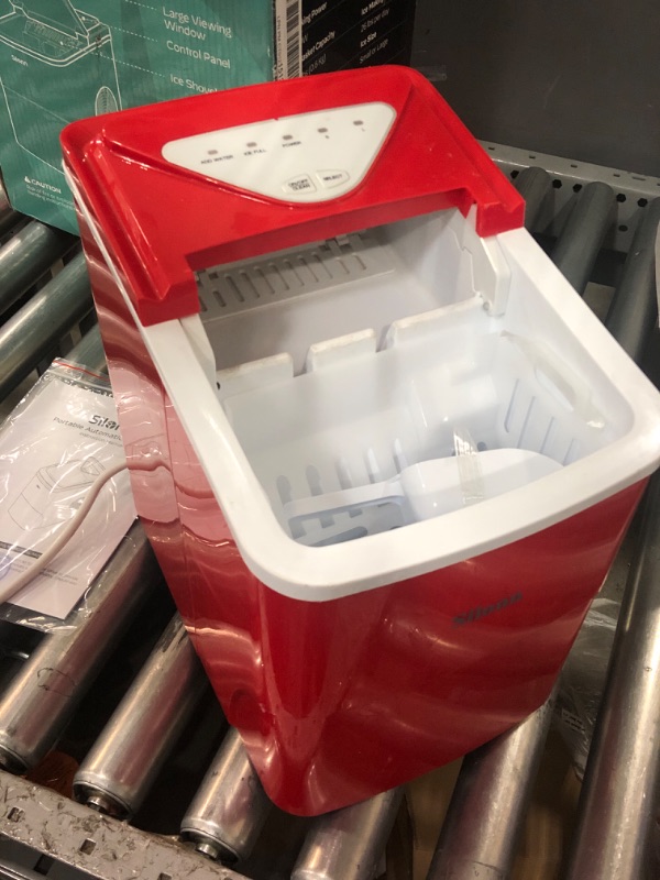 Photo 2 of "MISSING COVER" Silonn Ice Makers Countertop, 9 Cubes Ready in 6 Mins, 26lbs in 24Hrs, Self-Cleaning Ice Machine with Ice Scoop and Basket, 2 Sizes of Bullet Ice for Home Kitchen Office Bar Party Red