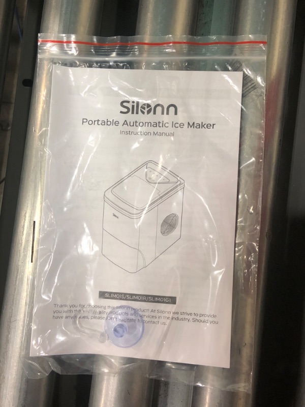 Photo 4 of "MISSING COVER" Silonn Ice Makers Countertop, 9 Cubes Ready in 6 Mins, 26lbs in 24Hrs, Self-Cleaning Ice Machine with Ice Scoop and Basket, 2 Sizes of Bullet Ice for Home Kitchen Office Bar Party Red