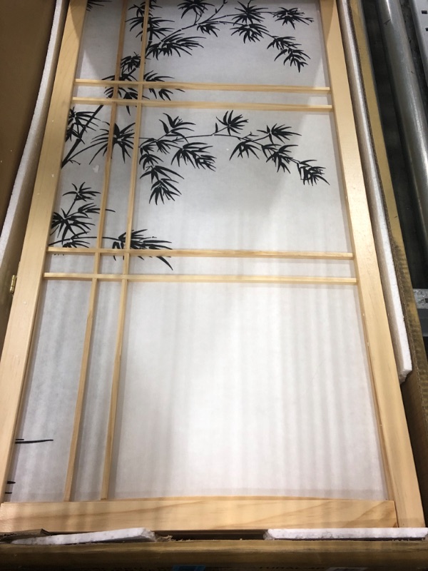 Photo 2 of 4 ft. Short Bamboo Tree Shoji Screen - Natural - 4 Panels 4 Panel Natural