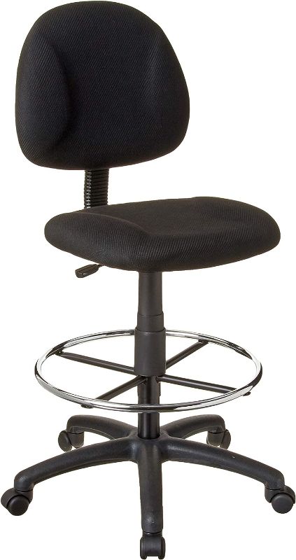 Photo 1 of "MISSING STOOL" Boss Office Products Ergonomic Works Drafting Chair Without Arms in Black & Be Well Medical Spa Stool in Black Black No Arms Solid + Stool