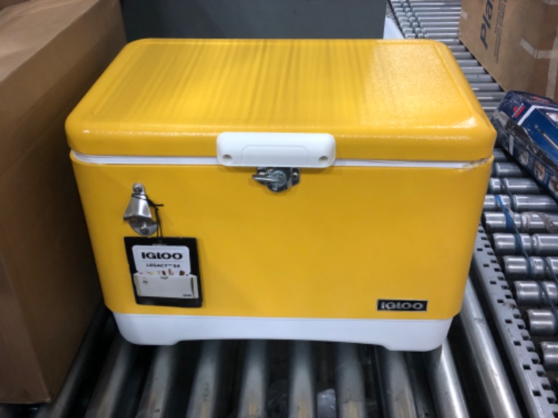 Photo 2 of Igloo 54 Qt Steel Belted Legacy Stainless Steel Cooler with Bottle Opener Yellow