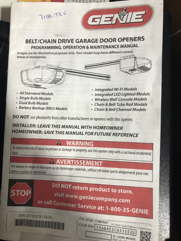 Photo 5 of [READ NOTES]
Genie StealthDrive Connect Model 7155-TKV Smartphone-Controlled Ultra-Quiet Strong Belt Drive Garage Door Opener & GLEDB2-R2 2 Pack 