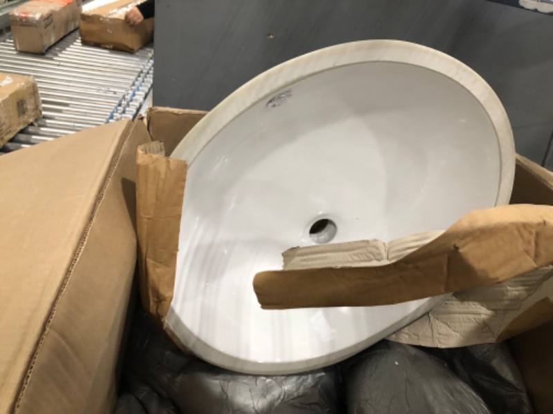 Photo 3 of 17 inch x 14 inch Oval Porcelain Ceramic Undermount Bathroom Vanity Vessel Sink, White White 17"x14"