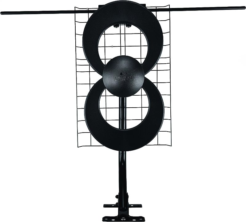 Photo 1 of Antennas Direct ClearStream 2V TV Antenna, 60+ Mile Range, UHF/VHF, Multi-directional, Indoor, Attic, Outdoor, Mast w/Pivoting Base/Hardware, 4K Ready, Black – C2-V-CJM, 18.50in. x 12.30in. x 3.60in.
