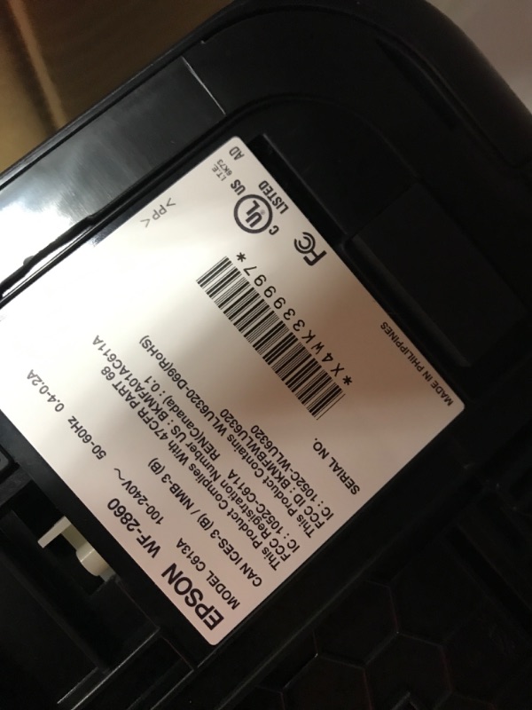 Photo 2 of **MISSING POWER CORD , MISSING GLASS**
Epson Workforce WF-2860 All-in-One Color Inkjet Printer, Black - Print Scan Copy Fax - Wireless Ethernet NFC Auto 2-Sided Borderless Printing, 14 ppm, 4800 x 1200 dpi, 30-Sheet ADF, Voice Activated WF-2860/Black