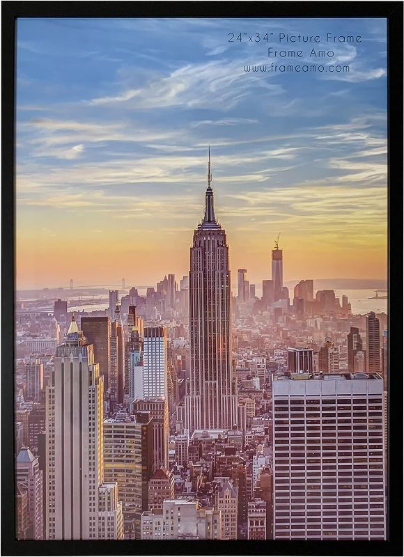 Photo 1 of 
Frame Amo Black 24x34 Picture or Poster Frame, 1 inch Wide Border, Smooth Finish, Acrylic Front
Color:Black
Size:24x34