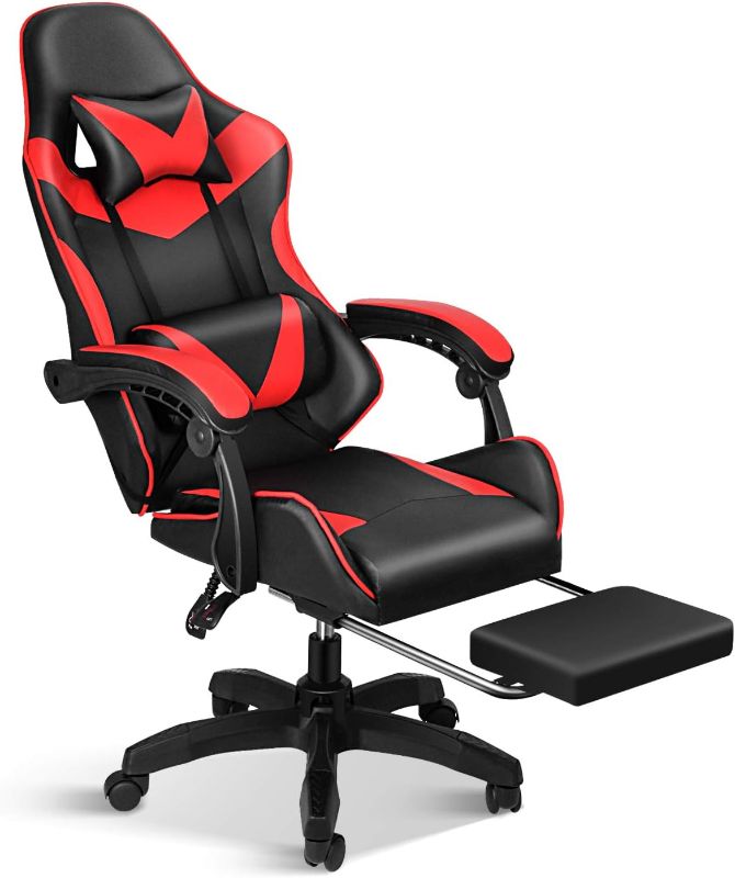Photo 1 of 
Gaming Chair, Backrest and Seat Height Adjustable Swivel Recliner Racing Office Computer Ergonomic Video Game Chair with Footrest and Lumbar Support, Red/Black
Color:Red With Footrest