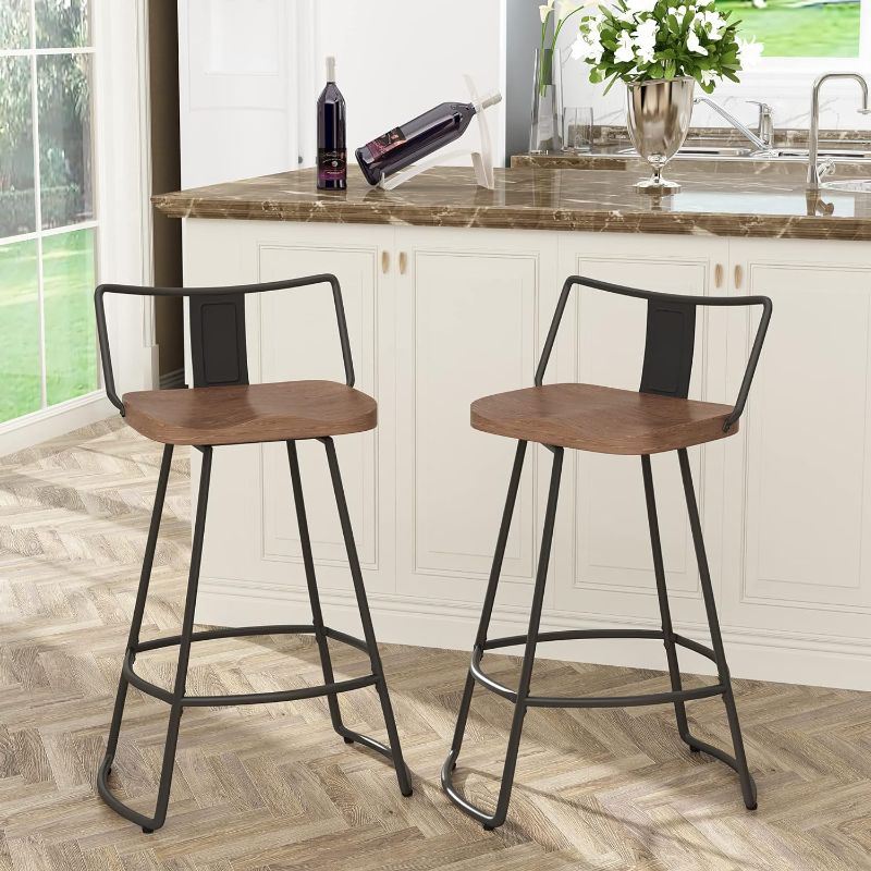 Photo 1 of 
Yongqiang 30"  Metal Bar Stools with Wood Seat Matte Black
Size:30 inch