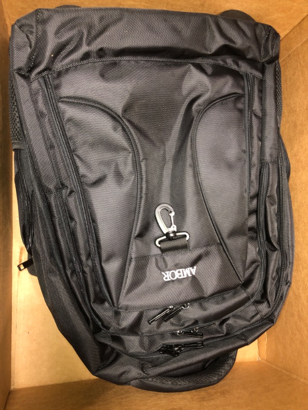 Photo 1 of Rolling Backpack, AMBOR Waterproof 17.3 Inch Wheeled Backpack, Carry-on Trolley Luggage Suitcase Compact Business Backpack with Wheels, Student Rolling Laptop Bag Trolley Carry Luggage - Black 17.3inch Black