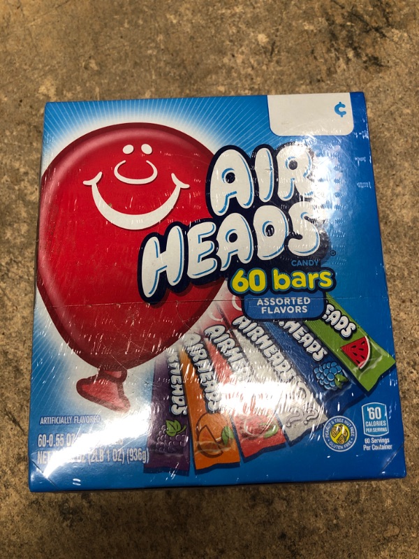 Photo 2 of Airheads Candy Bars, Variety Bulk Box, Chewy Full Size Fruit Taffy, Gifts, Holiday, Parties, Concessions, Pantry, Non Melting, Party, 60 Individually Wrapped Full Size Bars 60 Count (Pack of 1)N EXP 08/2025