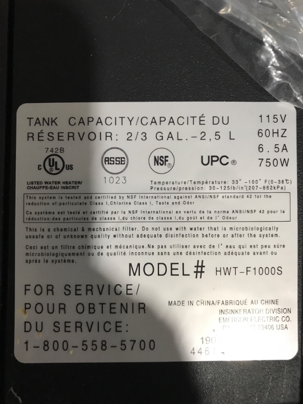 Photo 3 of * item incomplete * see images *
InSinkErator H-HOT150C-SS HOT150 Instant Hot Water Dispenser System-Faucet & Tank, Chrome Water Dispenser