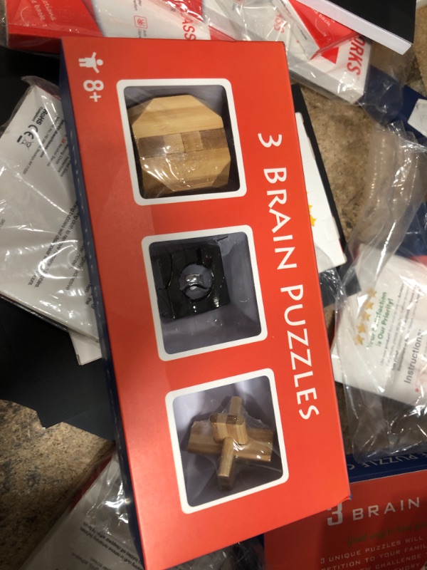 Photo 1 of Brain Teaser Puzzles, 3 in 1 Metal Disentanglement Unlock Puzzle Set for Adults and Kids (Classic Edition)
