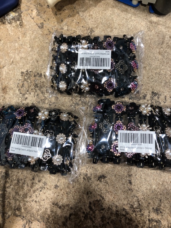 Photo 1 of 8PCS Sparkling Crystal Stone Braided Hair Clips,Braided Hair Clip with Rhinestones for women and girls,Rhinestone Flower Hair Clip with 3 Small Clips for Thick Hair