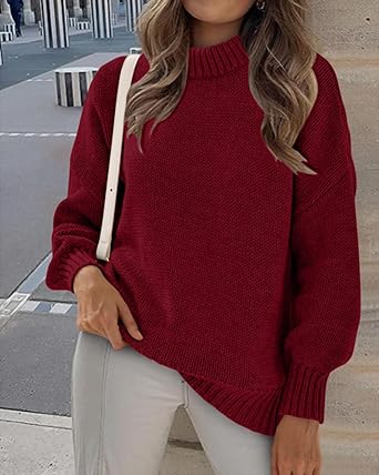 Photo 2 of BTFBM Women's Oversized Sweater 2023 Casual Fall Long Sleeve Turtleneck Pullover Loose Chunky Knit Jumper Tops
