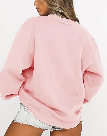 Photo 1 of Fanway&EC Women's Long Sleeve Sweatshirt Casual Crewneck Oversized Pullover Hoodies Fall Tops
