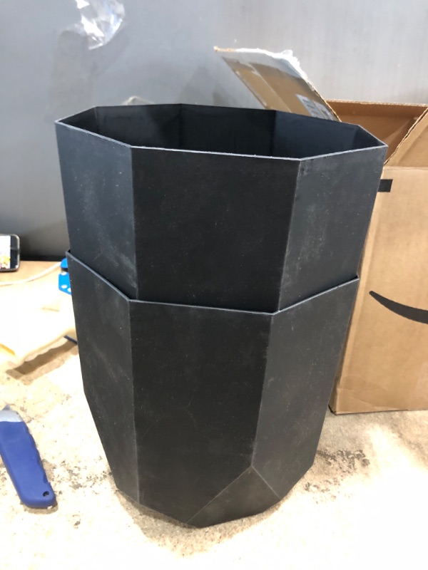 Photo 2 of Bloem Tuxton Modern Hexagon Small Planter: 10" - Black - Matte Finish, Durable Resin, Modern Design, Optional Drainage Holes, for Indoor and Outdoor Use, Gardening, 2.7 Gallon Capacity