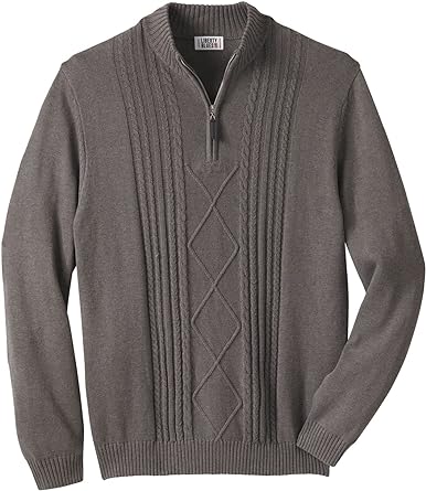 Photo 2 of Liberty Blues Men's Big & Tall ™ Shoreman's Quarter Zip Cable Knit Sweater
