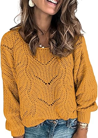 Photo 1 of Dokotoo Womens 2023 Cute Elegant Soft Crewneck Long Sleeve Hollow Cable Knit Pullover Sweaters SIZE XL
