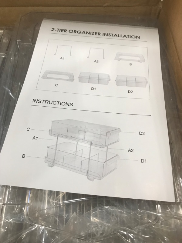 Photo 2 of 2 SET, 2 Tier Clear Organizer with Dividers, Multi-Purpose Slide-Out Storage Container, Bathroom Vanity Counter Organizing Tray, Under Sink Closet Organization, Kitchen Pantry Medicine Cabniet Bins