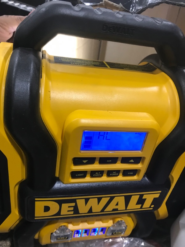 Photo 2 of DEWALT DXAEJ14 Digital Portable Power Station Jump Starter: 1400 Peak/700 Instant Amps, 120 PSI Digital Air Compressor, 3.1A USB Ports, Battery Clamps , Yellow