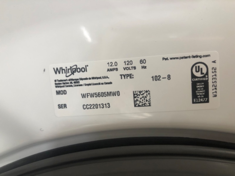 Photo 6 of Whirlpool 4.5-cu ft High Efficiency Stackable Steam Cycle Front-Load Washer (White) ENERGY STAR