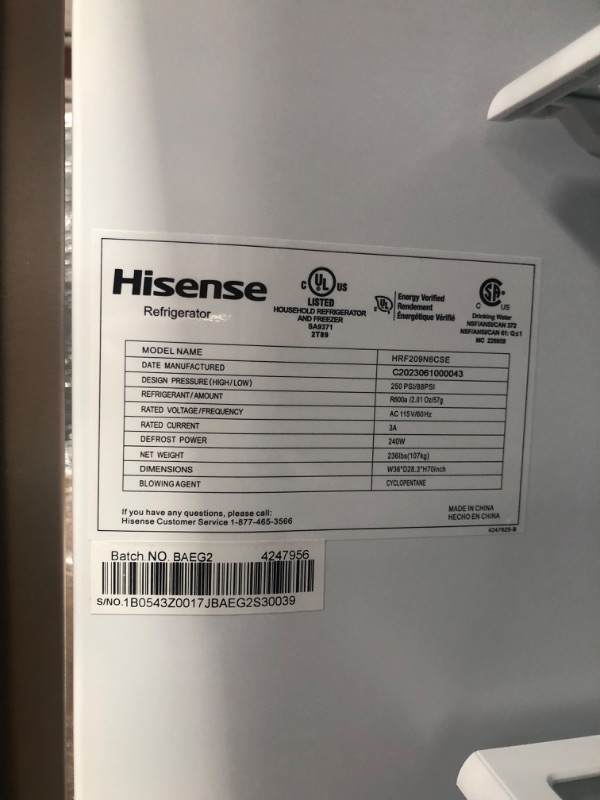 Photo 11 of Hisense 21.2-cu ft Counter-depth French Door Refrigerator with Ice Maker (Fingerprint Resistant Stainless Steel) ENERGY STAR