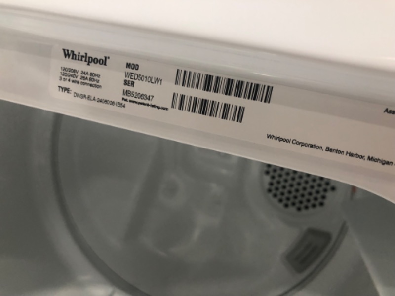 Photo 7 of Whirlpool 7-cu ft Electric Dryer (White)