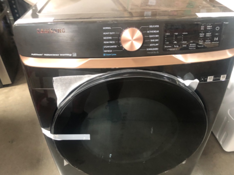 Photo 2 of Samsung 7.5-cu ft Stackable Steam Cycle Smart Electric Dryer (Brushed Black) ENERGY STAR