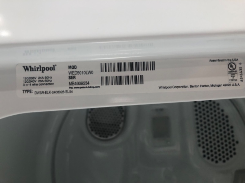 Photo 9 of Whirlpool 7-cu ft Electric Dryer (White)