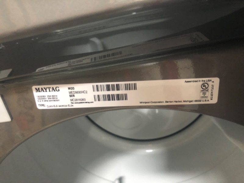 Photo 4 of Maytag 7.3-cu ft Stackable Electric Dryer (Metallic Slate) ENERGY STAR