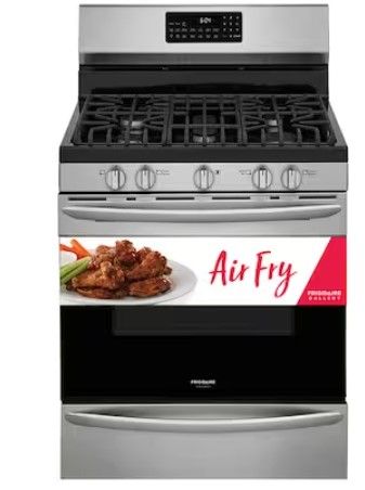 Photo 1 of Frigidaire Gallery 30-in 5 Burners 5-cu ft Self-Cleaning Air Fry Convection Oven Freestanding Gas Range (Fingerprint Resistant Stainless Steel)
