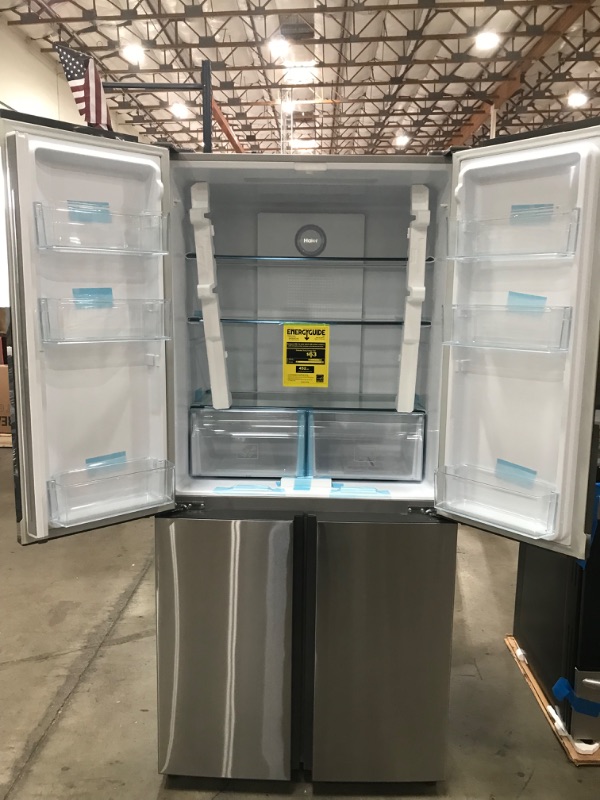 Photo 1 of Haier 16.8 cu. ft. Counter Depth French Door Refrigerator in Stainless Steel