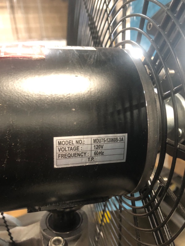 Photo 6 of  High Velocity Stationary NonOscillating Metal Pedestal Fan, 30 Inch, Adjustable Height, Adjustable Tilt, Commercial Industrial Use 3 Speed 8850 CFM 10 FT Cord UL Safety Listed, Black
