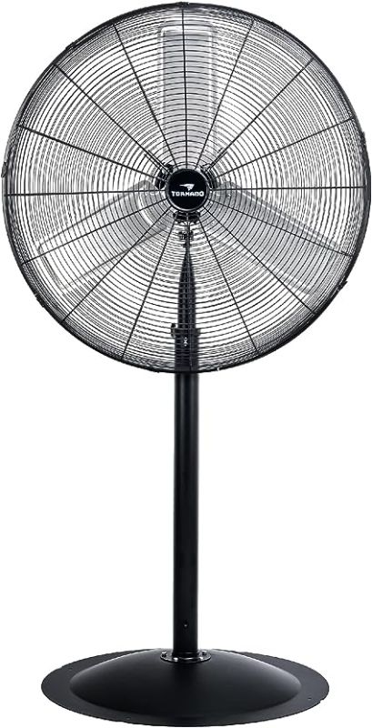 Photo 1 of  High Velocity Stationary NonOscillating Metal Pedestal Fan, 30 Inch, Adjustable Height, Adjustable Tilt, Commercial Industrial Use 3 Speed 8850 CFM 10 FT Cord UL Safety Listed, Black
