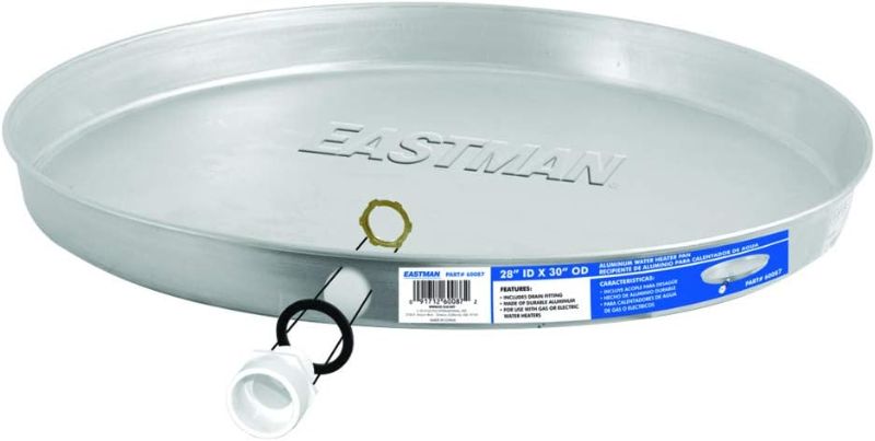 Photo 1 of *MINOR BENDS** Eastman Aluminum Water Heater Drain Pan with PVC Fittings, 28 Inch ID x 30 Inch OD Compression, 60087
