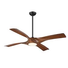 Photo 1 of **MISSING HARDWARE** Minka Ceiling Fan Co. Rowland 56-in Matte Black Color-changing LED Indoor/Outdoor Ceiling Fan with Light Remote (4-Blade)