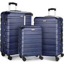 Photo 1 of Luggage Sets 3 Piece AnyZip PC ABS Hardside Lightweight Suitcase with 4 Universal Wheels TSA Lock Carry On 20 24 28 Inch Dark Blue
